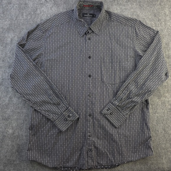 Bugatchi Other - Bugatchi Shirt XL Black‎ White Vertical Striped Long Sleeve Button Up Cotton